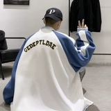 Бейсбольная форма, куртка, парная одежда для влюбленных, французский стиль, с вышивкой, оверсайз