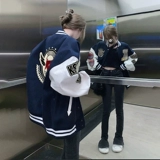 Бейсбольная осенняя форма, шерстяная тонкая куртка, парная одежда для влюбленных, в американском стиле