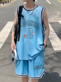 Спортивная летняя тонкая баскетбольная форма, шелковый жилет без рукавов, футбольная форма для мальчиков, штаны, в американском стиле, подходит для подростков
