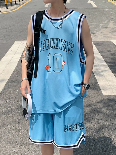 Спортивная летняя тонкая баскетбольная форма, шелковый жилет без рукавов, футбольная форма для мальчиков, штаны, в американском стиле, подходит для подростков