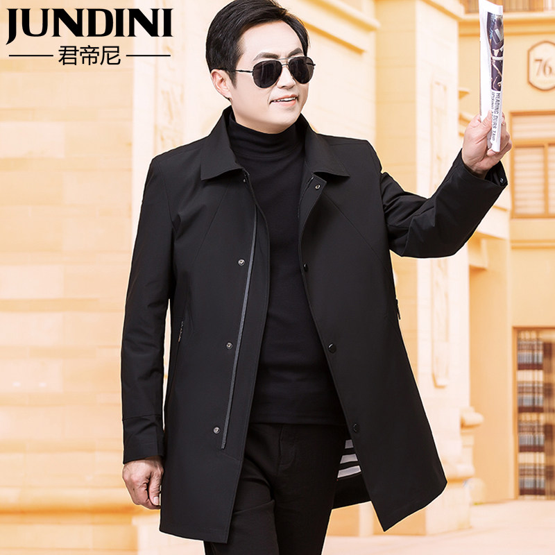 Dad spring and autumn casual jacket 50-year-old middle-aged men's windbreaker Medium-long version of the middle-aged jacket men's thin autumn