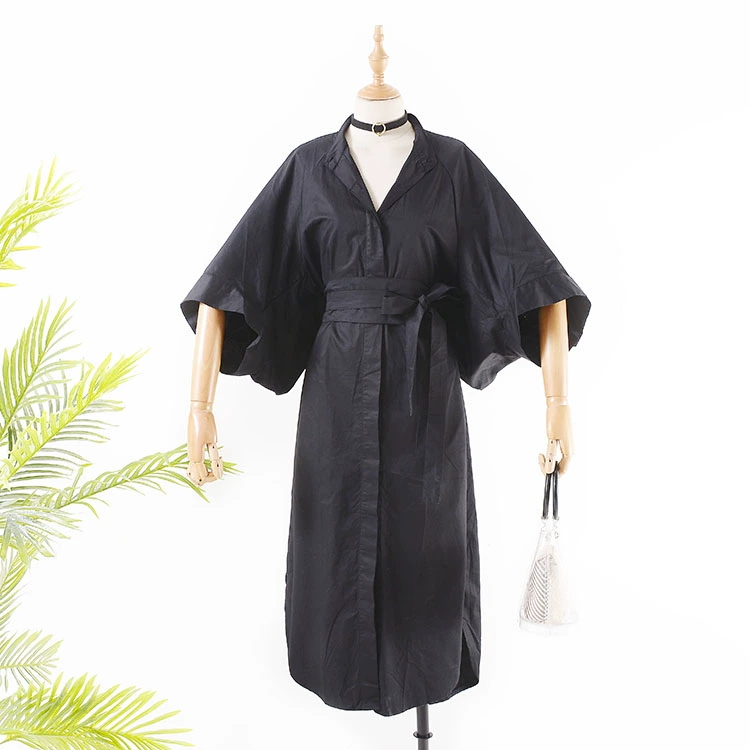 H 3 vòng cổ tay áo phồng đơn ngực đầm mùa thu 2018 mới màu rắn lỏng mỏng hoang dã ăn mặc nữ mẫu váy dài chấm gót