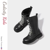 Martens, высокие сапоги, демисезонные ботинки, зимний черный наряд маленькой принцессы, из натуральной кожи, 2020