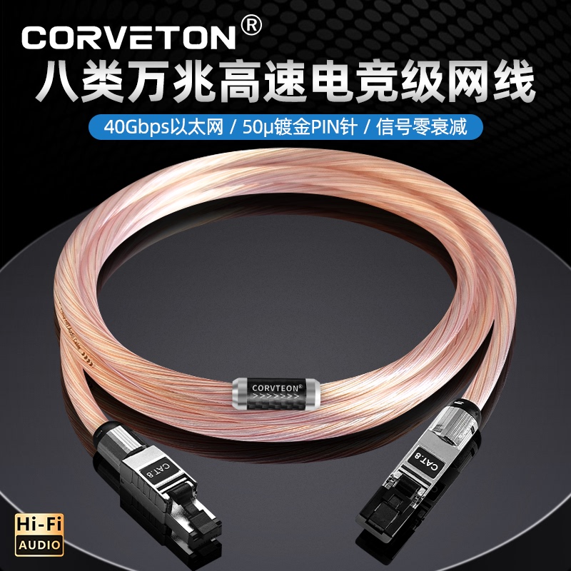 Cat8 10 Gigabit Category 8 Ethernet Cable Single Crystal Copper Silver Home Broadband Fiber Optic High-Speed Gaming Audiophile Audio Cable