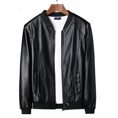薄款皮衣男外套加绒棒球服