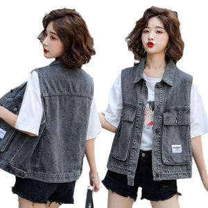牛仔马甲外套女工装无袖背心上衣