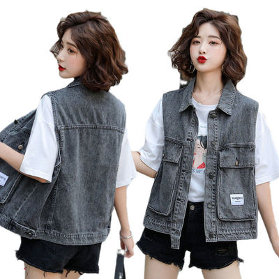 牛仔马甲外套女工装无袖背心上衣