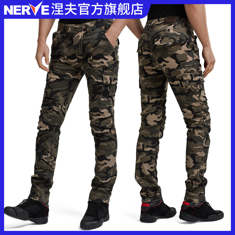 NERVE NevKvlar locomotive jeans Men's Harley locomotive racing cross-country anti-fall riding pants camouflage