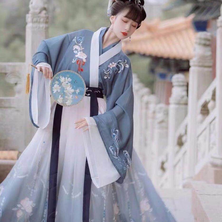 Weijin Wind Handmaid Women's Handmaid's Neckline Waist jacket Skirt Three Sets China Wind Gusts of Chinese Ancient Clothing Student Fairy's Fairy and Fairy