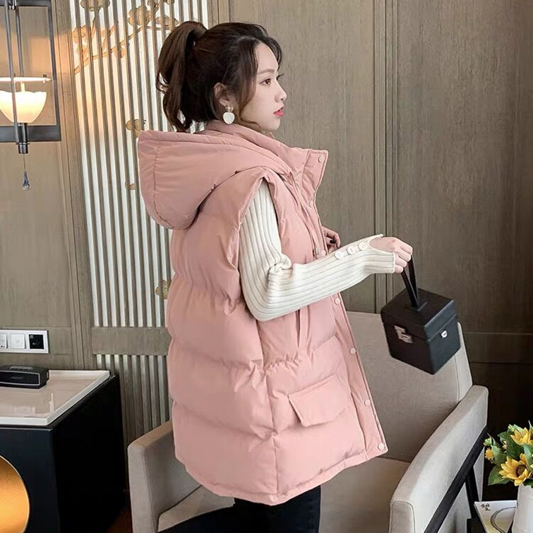 2021 new student down cotton vest women's mid-length Korean version of the spring and autumn coat fashion vest vest