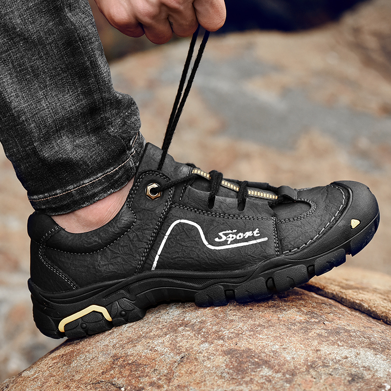 Short motorcycle riding shoes men's road boots anti-collision waterproof motorcycle boots toe layer real cowhide riding boots men's shoes