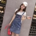 18 phiên bản Hàn Quốc 12 trẻ lớn 13 nữ 14 học sinh trung học cơ sở 15 tuổi Cô gái denim dây đeo váy 16 váy mùa hè 17 váy - Sản phẩm HOT váy suông Sản phẩm HOT