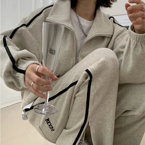 Модный осенний спортивный костюм для школьников, комплект для отдыха, свободный крой, в корейском стиле