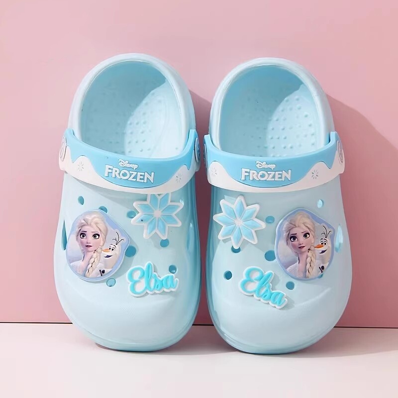 Frozen Girls' Croc Shoes Summer Disney Children's Sandals Elsa Princess Baby Girl Non-Slip Garden Shoes