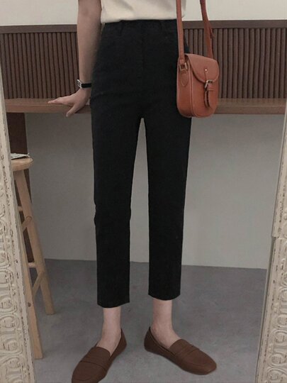 Black straight-leg jeans for women 2026 new high-waist slim eight-nine-point cigarette pants for small people