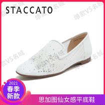  2021 sigatu counter spring new fairy style loafers one pedal rhinestone decoration womens flat single shoes