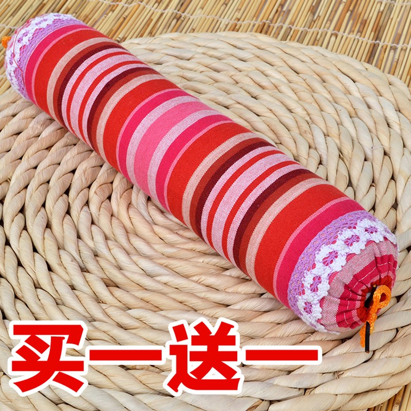 全棉斜纹糖果枕韩版颈椎枕圆柱形决明子荞麦皮双人长条护颈枕枕头