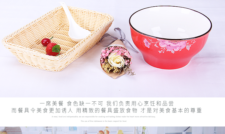 Sản phẩm mới đặc biệt hộ gia đình Nhật Bản Jingdezhen bộ đồ ăn bằng gốm sứ ăn tối bát nhỏ màu không độc hại sáng tạo bát cơm đỏ dĩa