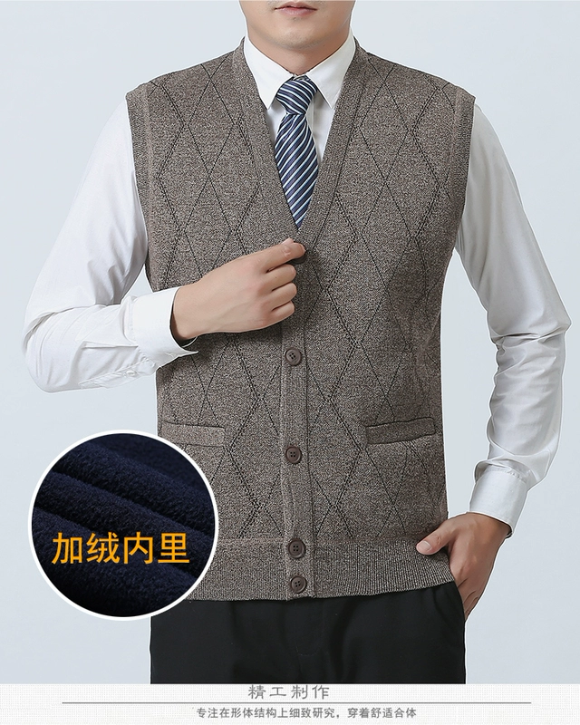 Bố mặc áo len vest nam trung niên chạm đáy áo len 2018 mùa thu nam áo len vest trung niên