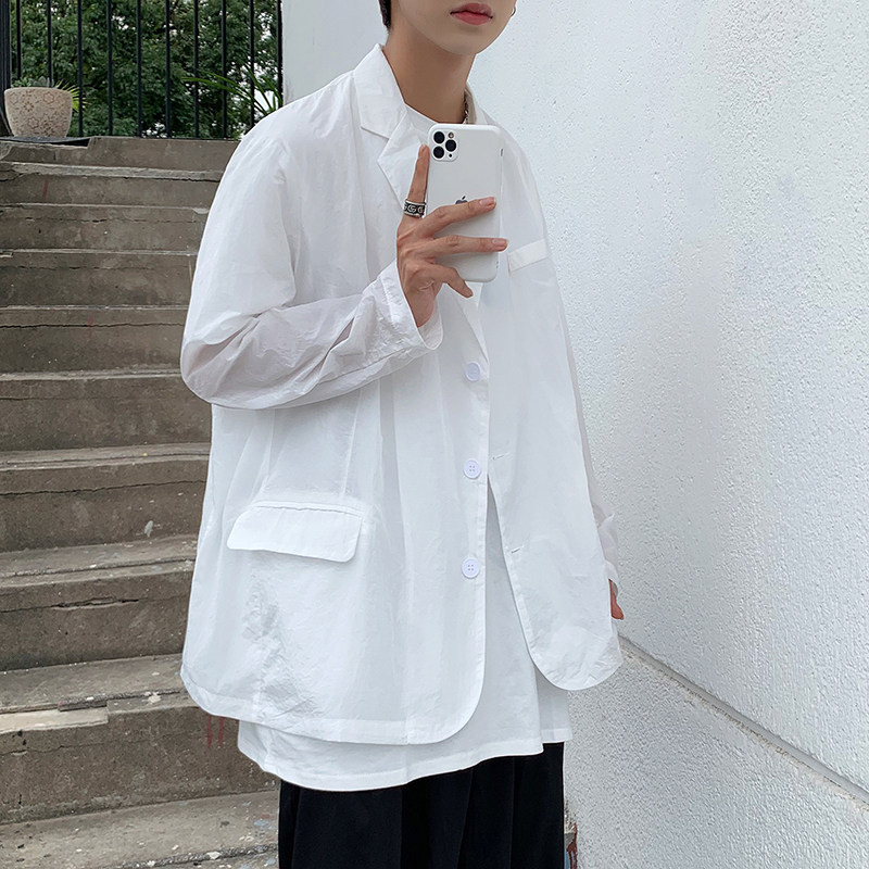 Summer breathable sun protection suit jacket Male Korean ins teen ultra-thin clothes loose handsome wild suit