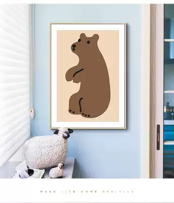 Japan and South Korea ins simple small fresh children's room decoration painting living room bedroom bed head hanging painting cartoon animal mural