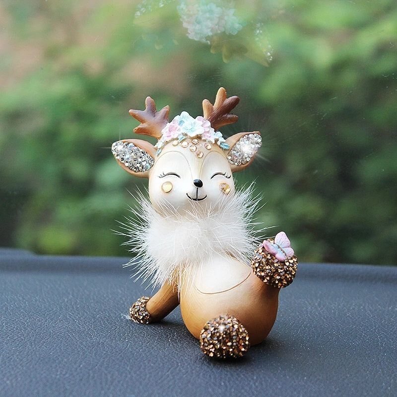 Inside the car Decorative Items Car Pendulum inlaid with plum Flower Deer Feather Creative Cartoon Cute men and women One way to the other