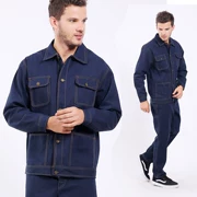 Suit overalls denim nam hàn điện overalls thợ hàn dài tay bảo hiểm lao động quần áo dụng cụ nhà máy đồng phục dày phù hợp với phù hợp