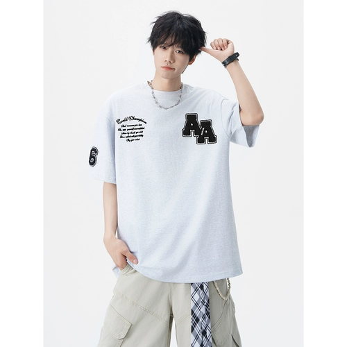 Бархатная дизайнерская летняя футболка с коротким рукавом, в американском стиле, тренд сезона, оверсайз