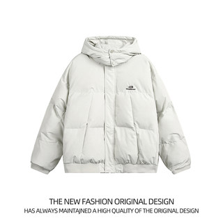 Trendy Brand Letter Embroidered Hooded Cotton Jacket for Men, New Winter Thickened Cotton Coat, Loose Fit, Couple's Warm Puffer Jacket