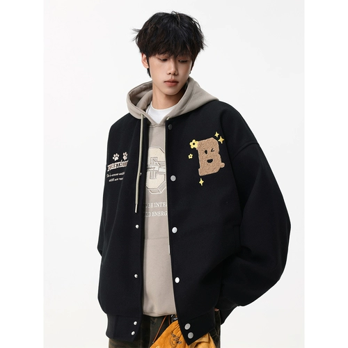 Бархатная бейсбольная форма, мужская демисезонная куртка, в американском стиле, оверсайз, увеличенная толщина