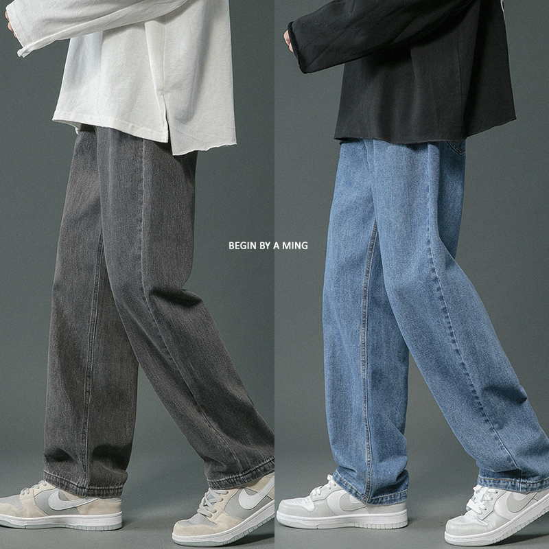 American Retro Jeans for Men, New Hong Kong Style ins Solid Color Trendy Brand Loose Wide-Leg Basic Versatile Straight Pants American Retro Jeans for Men, New Hong Kong Style ins Solid Color Trendy Brand Loose Wide-Leg Basic Versatile Straight Pants