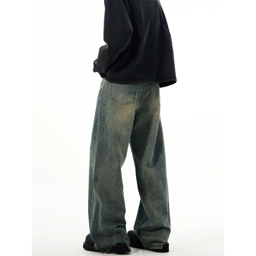 Джинсы, штаны, в американском стиле, свободный прямой крой