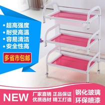 Special beauty salon three-layer with drawer beauty salon trolley hand push glass tool cart