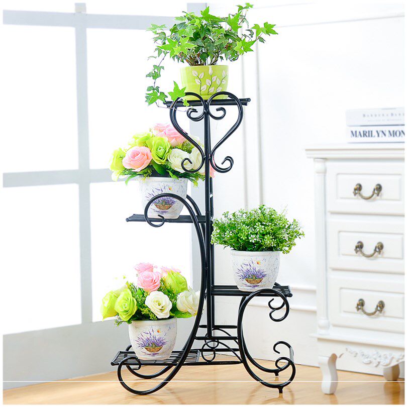 Iron Art New 1403 Multilayer Flower Racks Black & White Dirt Luxury Gold Indoor Living Room Floor Balcony Gold Gtub Promotions
