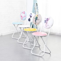 Simple backrest chair folding chair portable small stool adult thick folding stool dining chair computer chair home round stool