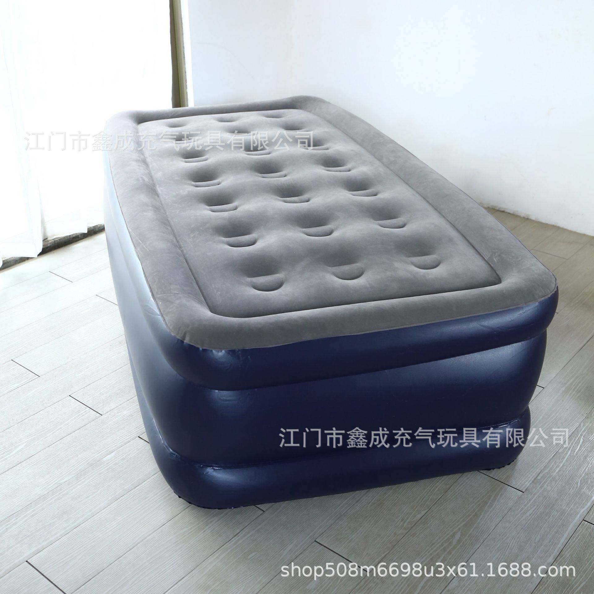 Household air mattress built-in air pump three-layer inflatable high bed outdoor folding thick portable flocking air bed