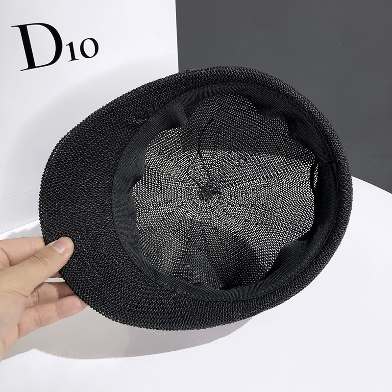 2021新款镂空八角帽子女夏季出游百搭防晒草帽日系英伦鸭舌贝雷帽详情图14