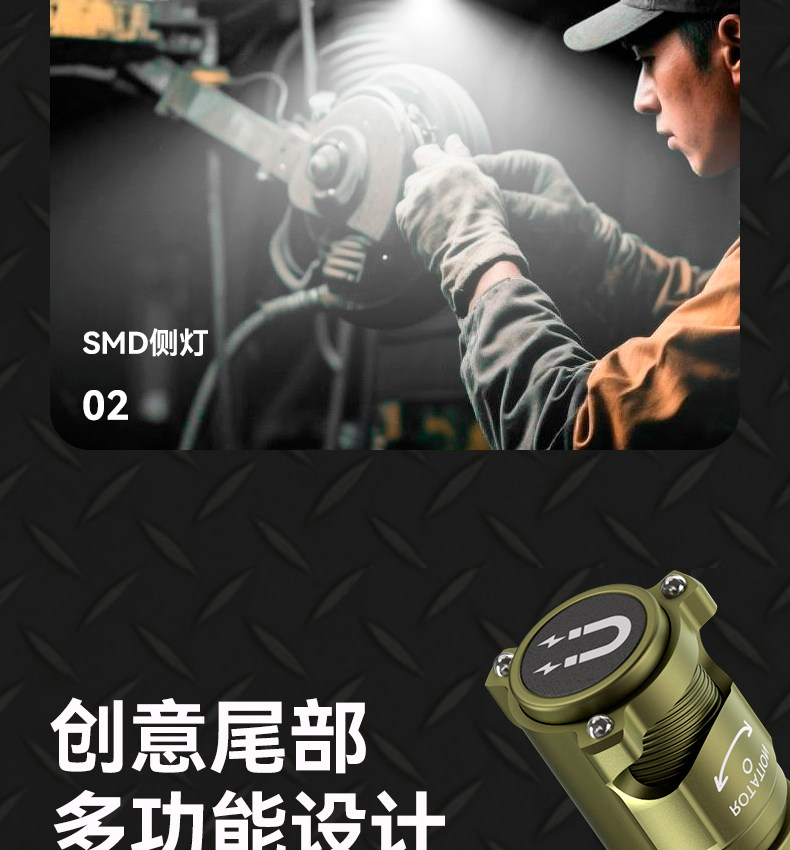 2026 New Model High-Brightness Flashlight, Rechargeable, Small, Portable, Multi-Function, Magnetic Work Light, Ultra-Bright for Outdoor Use