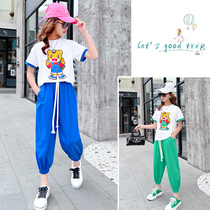 Chrome Anta Goose Girl Short Sleeve Suit 2022 New Summer Dress Ocean Gas Trendy Middle School Childrens Summer Sports Hugh