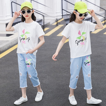 New Products Chrome Anta Goose Girl Suit Foreign Air Summer Dress 2022 New CUHK Childrens Tennis Red Children Short Sleeve Jeans