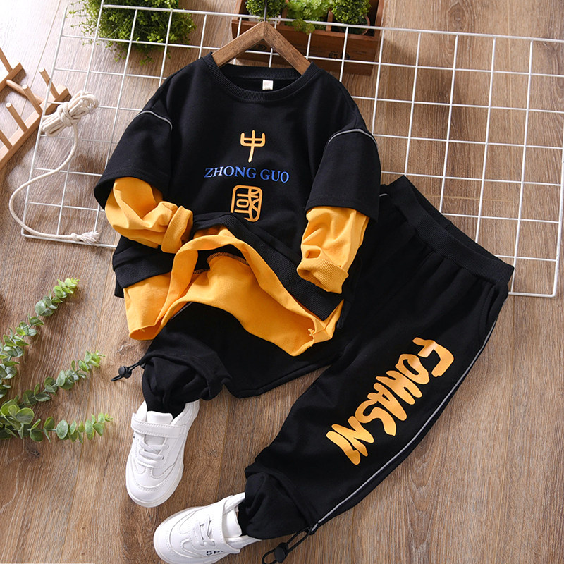 Official website chrome Anta Yan boy spring suit new 2021 big boy autumn long-sleeved tide sweater handsome Western style