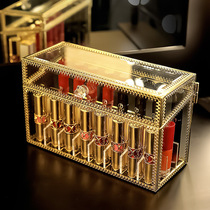 Lipstick storage box dustproof tempered glass transparent European Net red desktop with cover multi-grid finishing lip glaze lipstick rack