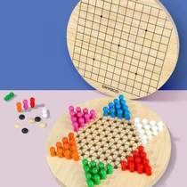 Teaching aids backgammon checkers game chess multi-three grid wooden all-in-one childrens chess board chess toy intellectual field
