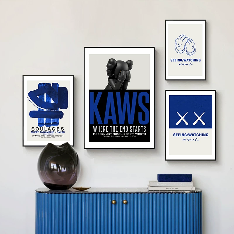 В тренде декоративная картина бренда Kaws, серия Sesame Street, подвесное оформление на крыльцо, картина для гостиной на фоне стены, креативная картина для спальни