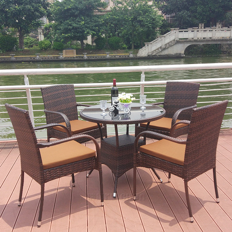 Rattan chair five-piece set balcony courtyard outdoor combination dining table and chairs outdoor terrace garden creative rattan leisure furniture