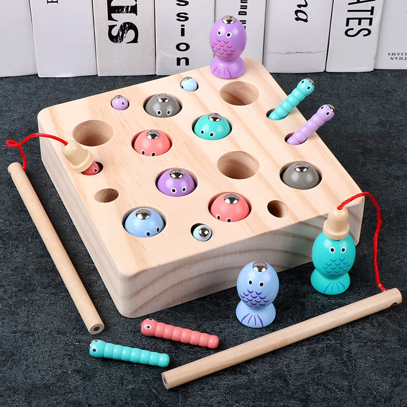 Baby fishing toys Children 1-3-2 years old boys and girls Baby magnetic catch bugs puzzle early education building blocks