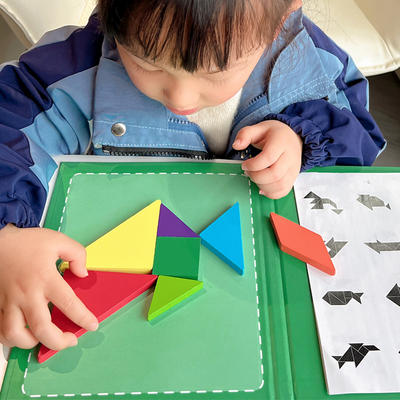 Magnetic tangram baby jigsaw puzzle, special for first grade primary school children's magnetic toy, Volume 2 math teaching aid building blocks