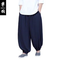 Shan Li Shangyuan summer thin casual pants bloomers mens pants cotton and linen monk pants layman pants Chinese style meditation pants