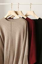 APCSHOP mountain cashmere knit low round collar long sleeve head loose one-piece dress 2022 new female spring summer style