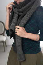 APCSHOP Winter NEW European niche lean custom knit color-block padded fine wool big scarf